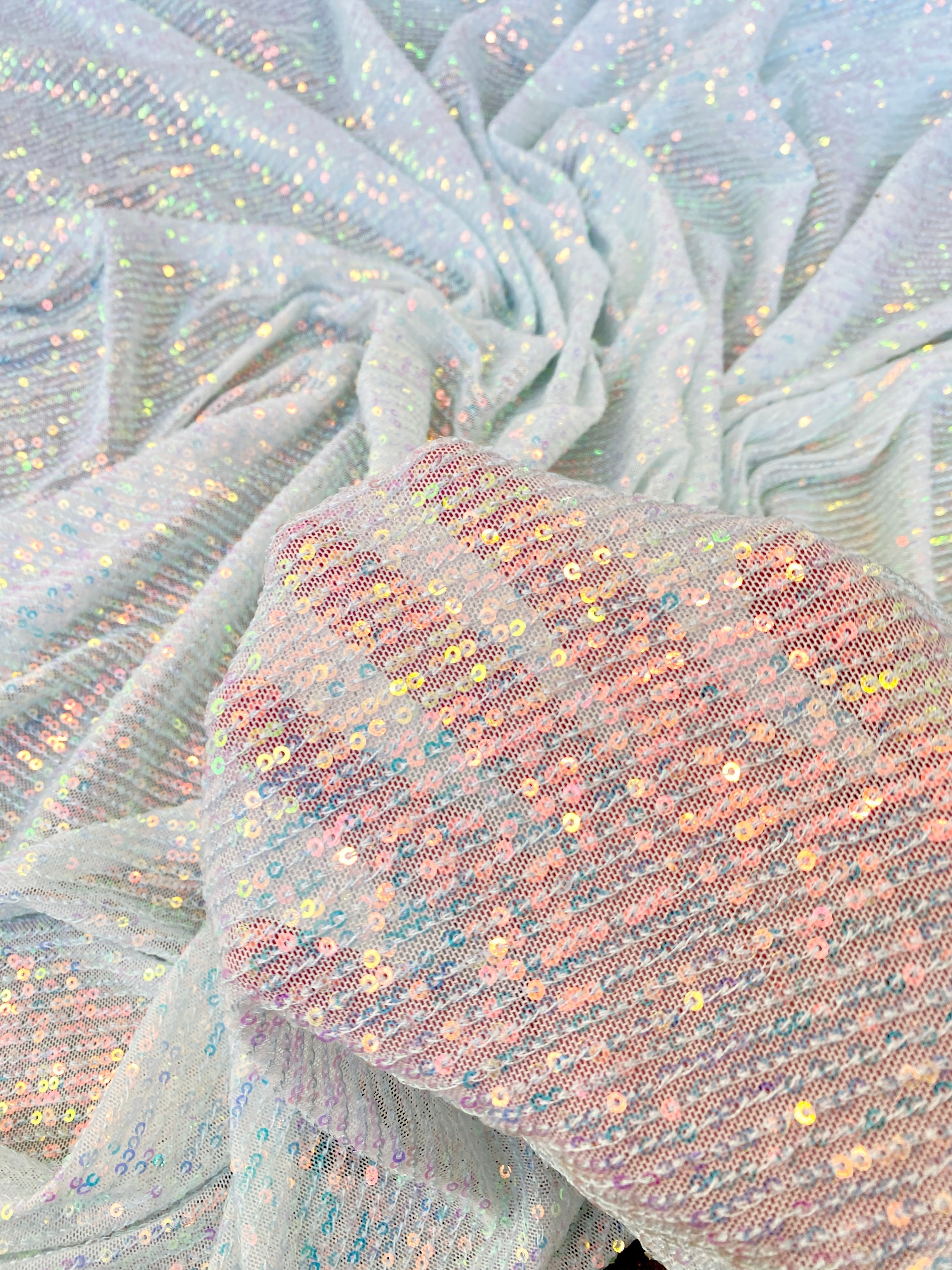 white Iridescent Stretch Sequin Mesh, off white Stretch Sequin Mesh, Iridescent Stretch Sequin Mesh, Stretch Sequin Mesh for woman,  Stretch Sequin Mesh for bride, Stretch Sequin Mesh on sale, Stretch Sequin Mesh on discount, Stretch Sequin Mesh online