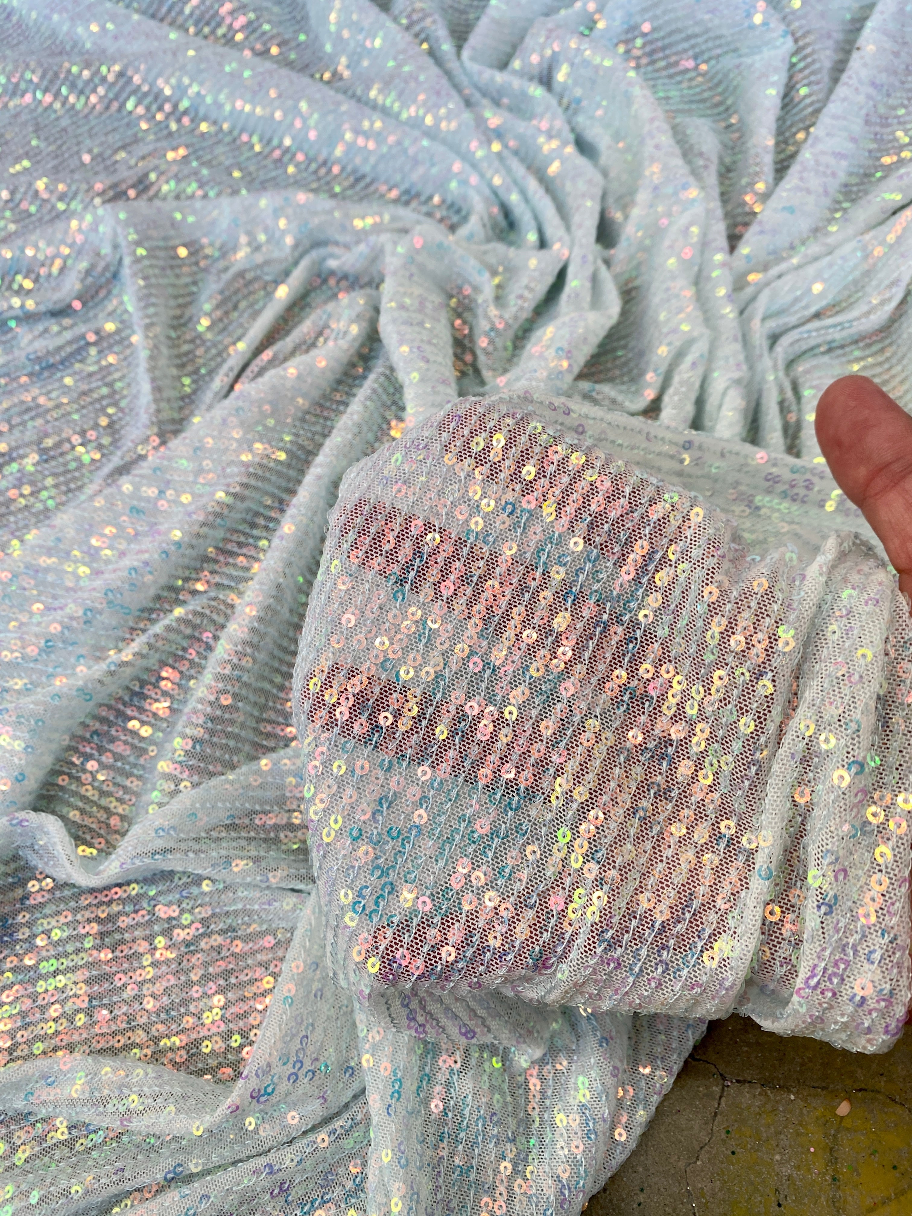 Stretch Striped Sequin On Mesh