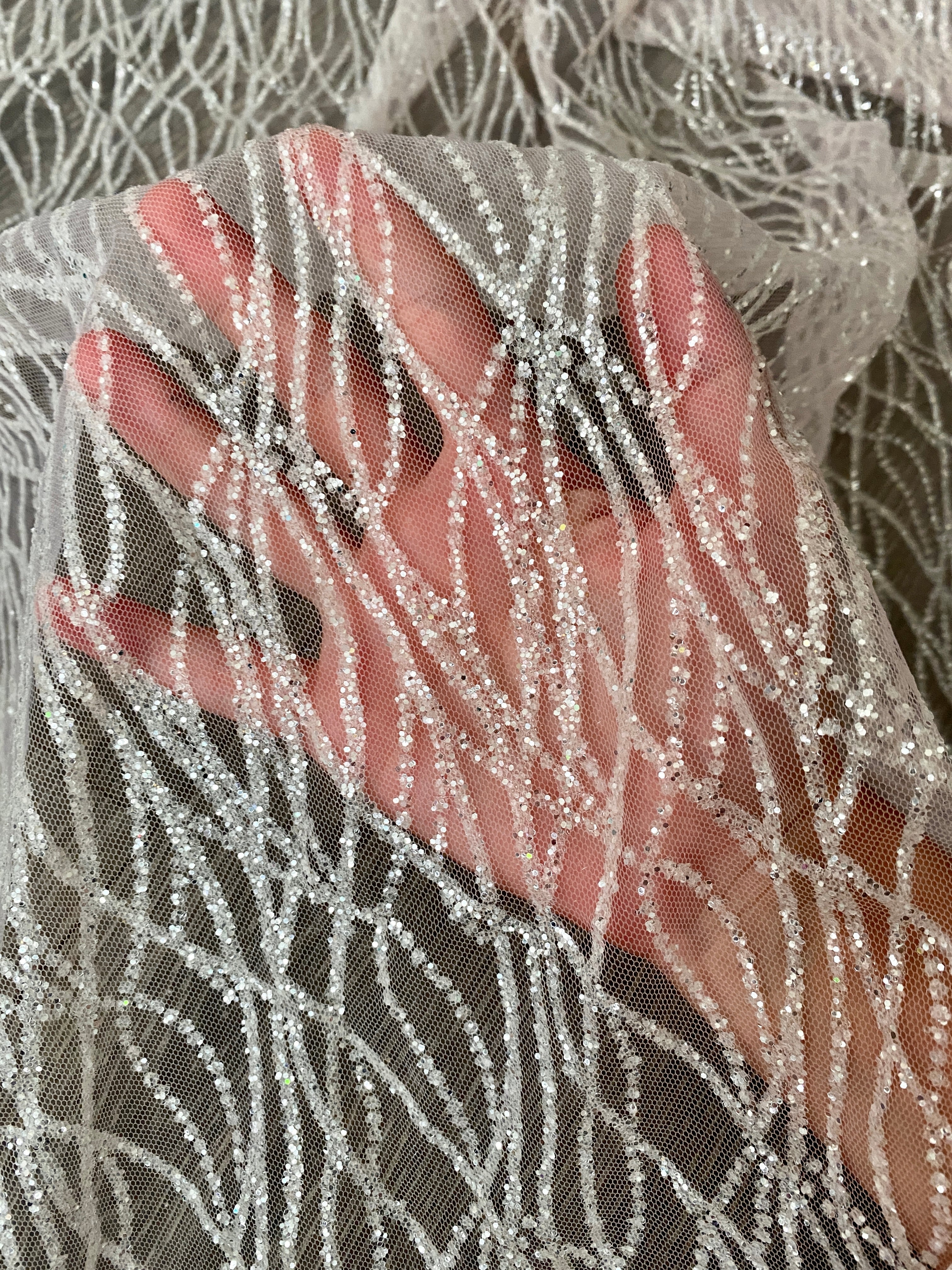 Silver White Glitter Lace, dark silver Lace, light silver lace, lace for woman, lace for bride, lace on discount, lace on sale, premium lace, kiki textile lace, lace for party wear dresses