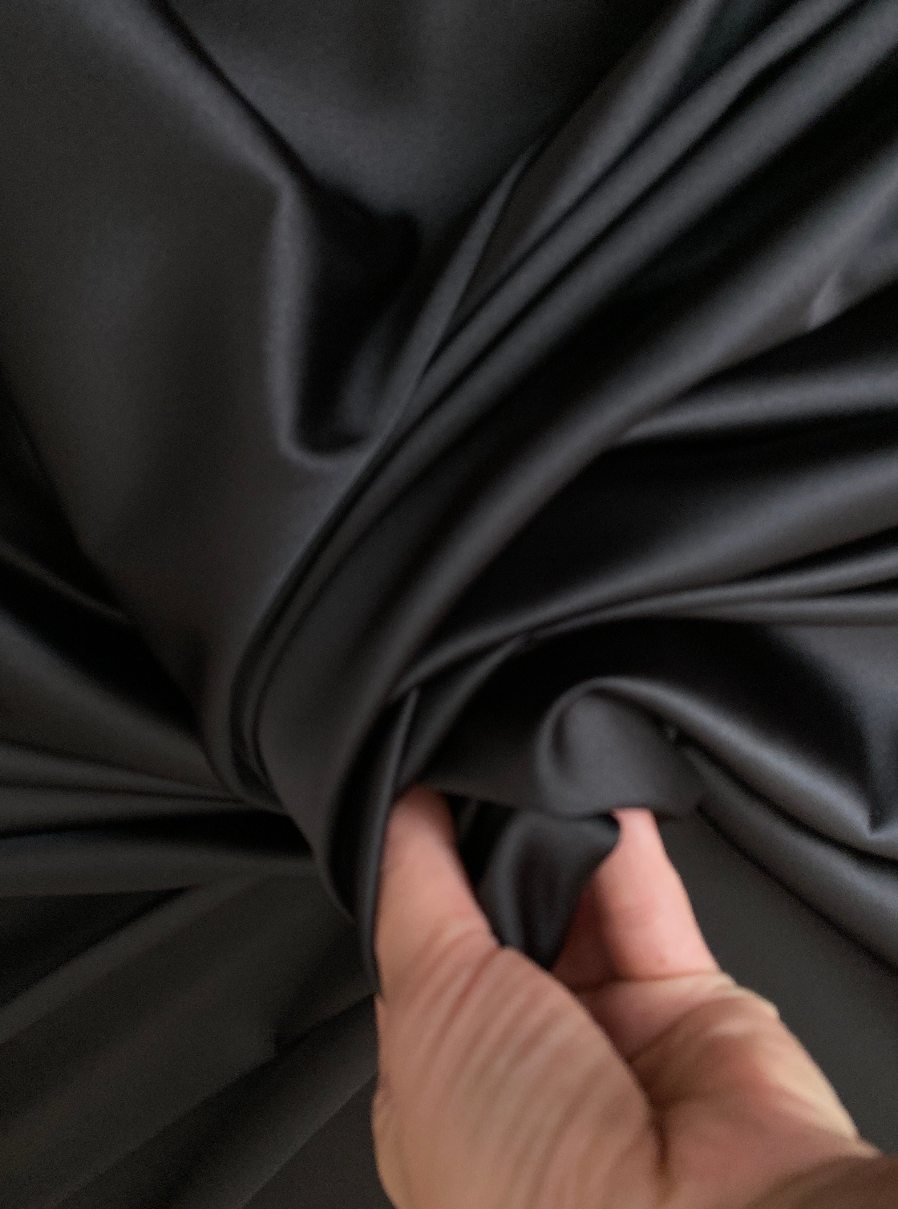 Black Stretch Crepe Back Satin, dark grey Crepe back satin, grey Crepe back satin , Crepe back satin for woman, Crepe back satin for bride, Crepe on discount, Crepe on sale, premium Crepe