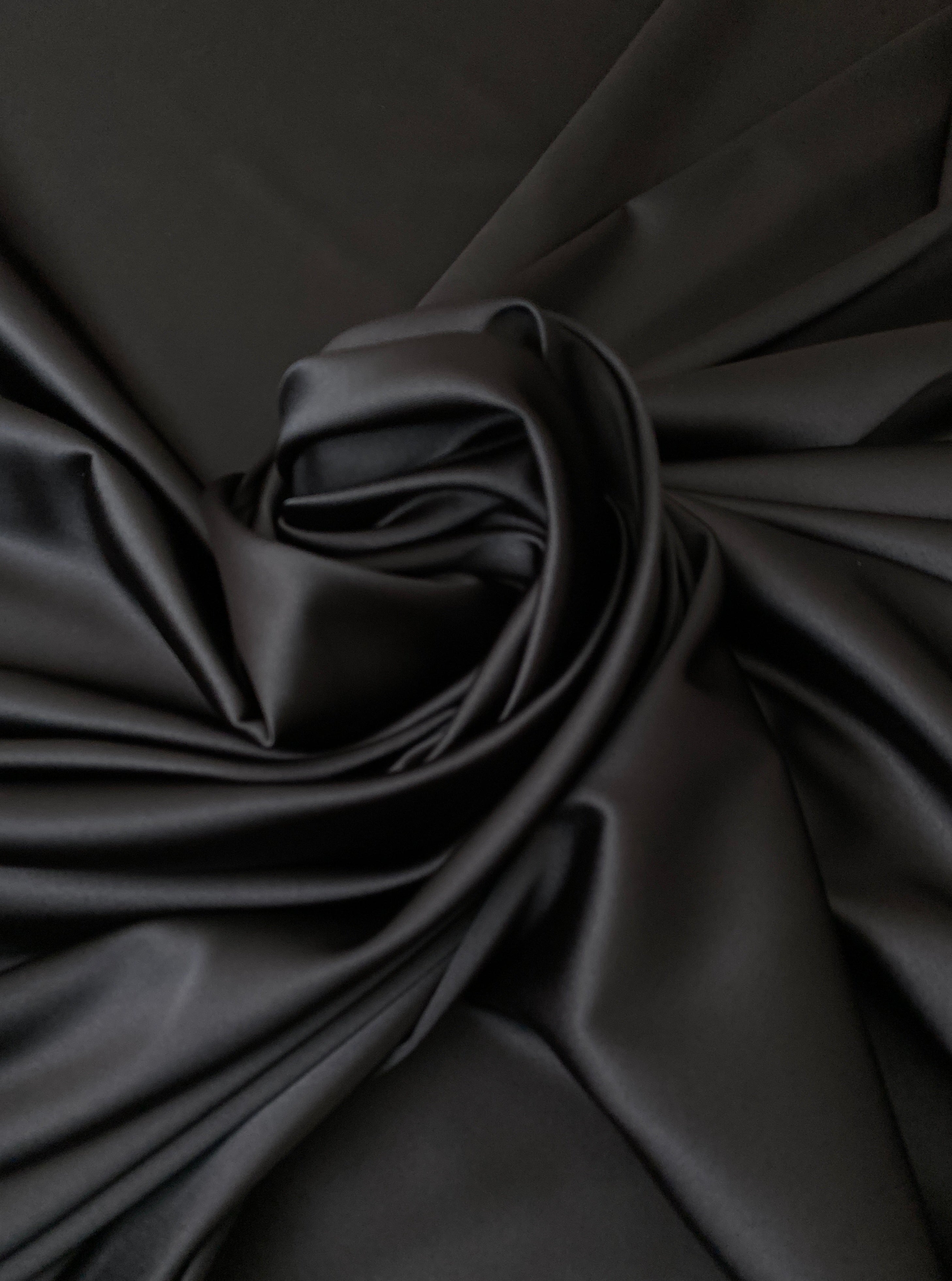 Black Stretch Crepe Back Satin, dark grey Crepe back satin, grey Crepe back satin , Crepe back satin for woman, Crepe back satin for bride, Crepe on discount, Crepe on sale, premium Crepe
