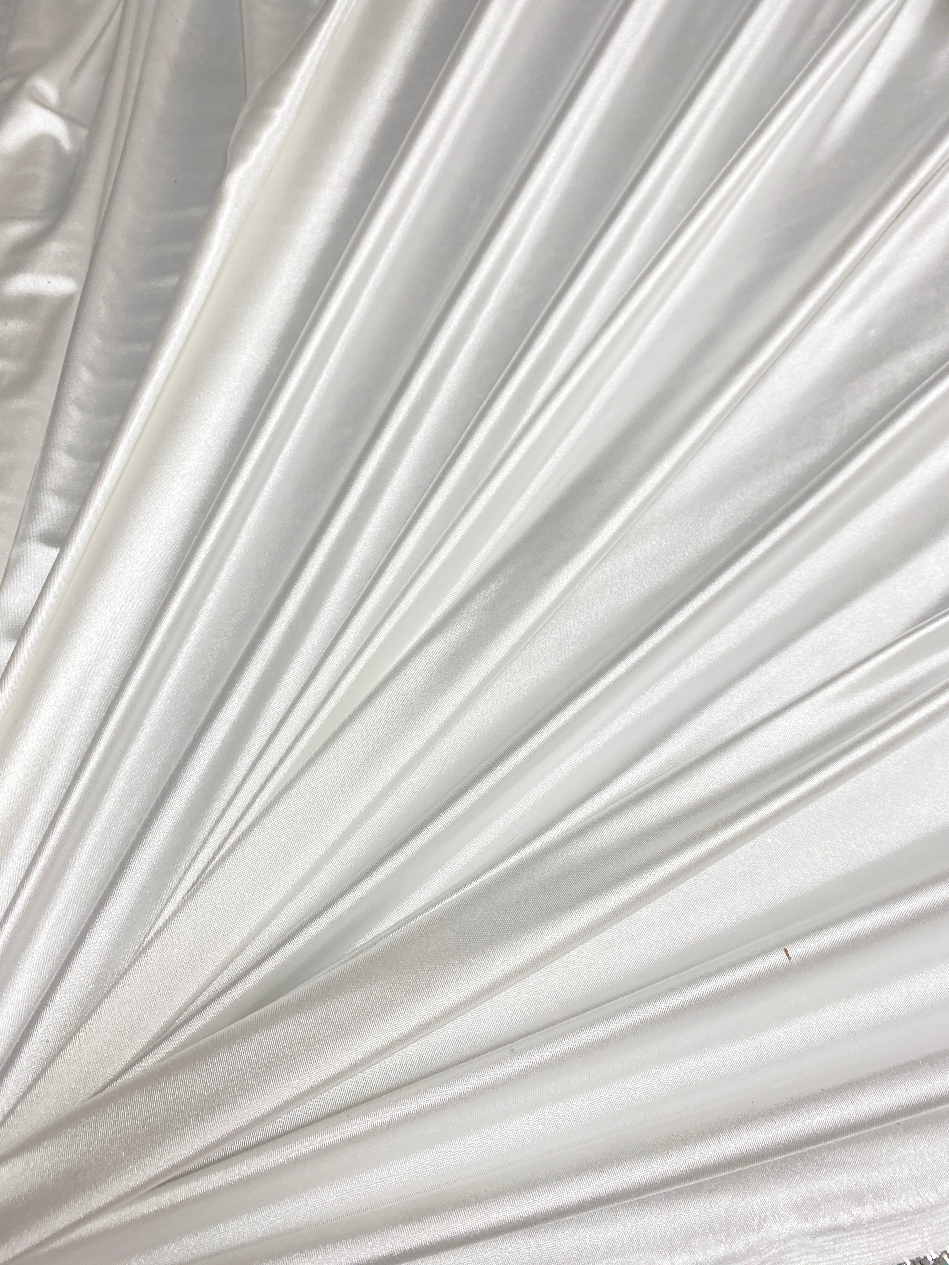 White 4 Way Stretch Spandex, White shiny spandex for woman, off White shiny spandex, bright White shiny spandex, White shiny spandex for bride, White spandex for dresses, White spandex for swim wear, premium spandex, spandex on sale, low price spandex