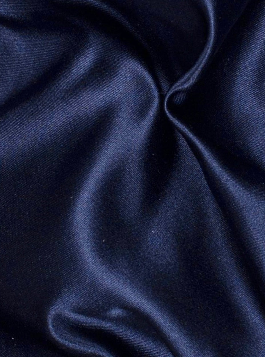 Navy Polyester Satin Fabric, Silky Satin Fabric Blue, Bridal Satin Medium Weight, Satin for gown, Shiny Satin, Blue Silk by the yard, navy bridal fabric, navy dress for woman, blue satin, light blue satin, dark blue satin, aqua blue satin, ocean blue satin, discounted satin, cheap satin, buy satin online,