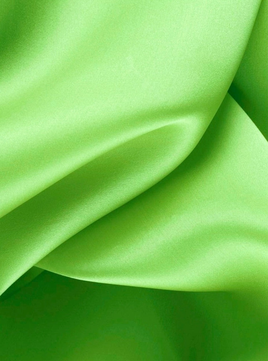 Lime Green Satin Fabric, Silky Satin Fabric Green, Bridal Satin Medium Weight, Satin for gown, Shiny Satin, Lime Green Silk by the yard, satin for bride, brides fabric on discount, luxury satin, best quality satin, buy satin online, satin on sale, cheap satin, fancy satin
