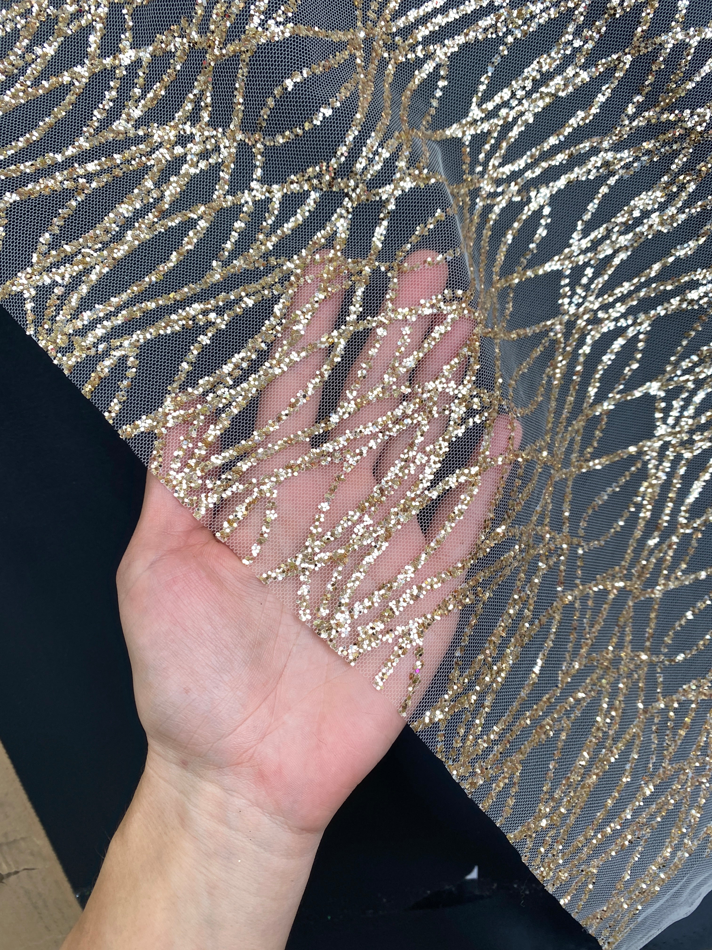 Gold Wave Glitter Lace, dark gold Lace, light gold lace, lace for woman, lace for bride, lace on discount, lace on sale, premium lace, kiki textile lace, lace for party wear dresses