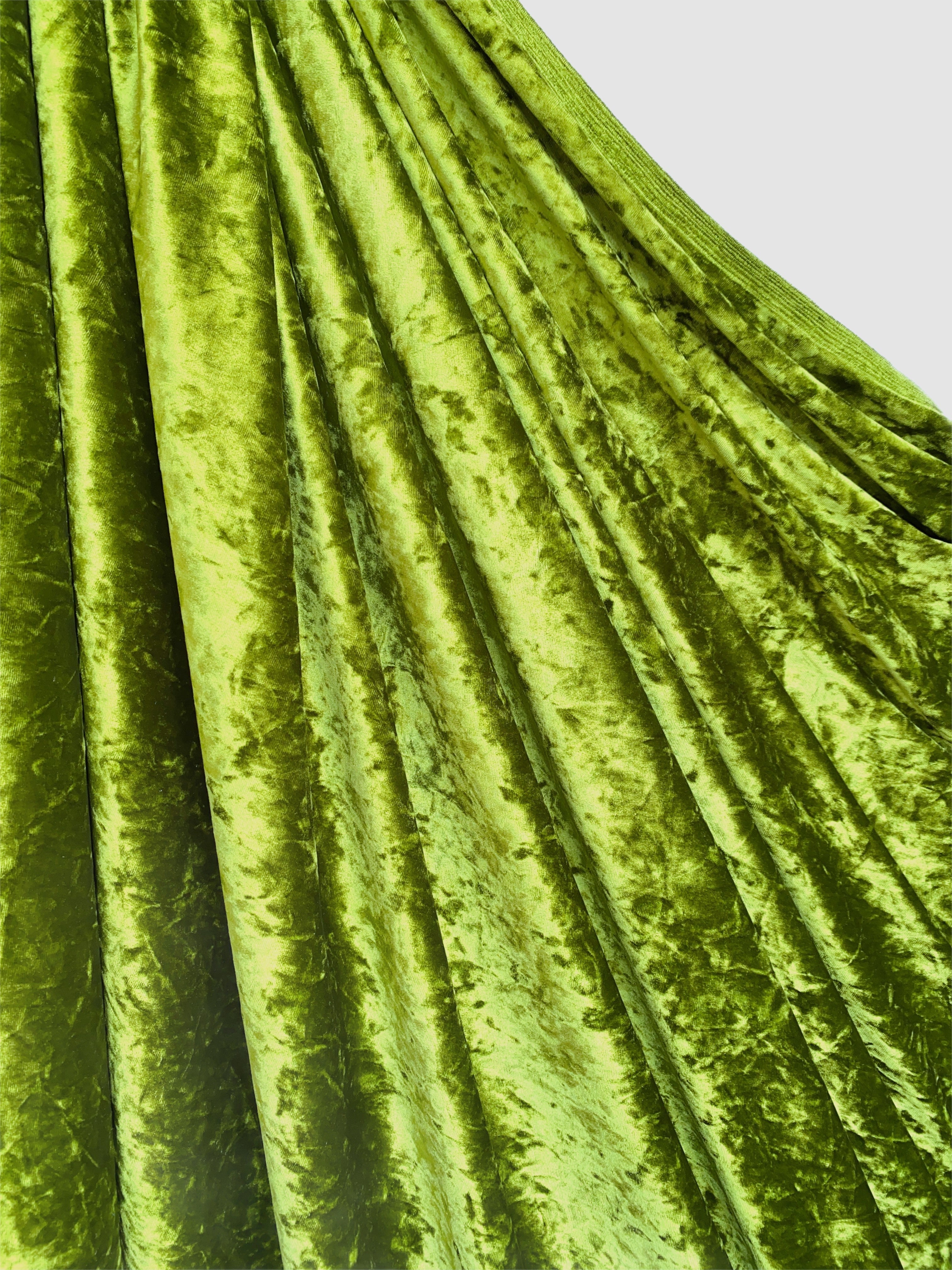 Olive  Crushed Velvet, velvet cloth, light green velvet, crushed velvet, velvet for gown, green crushed velvet, velvet fabric, solid velvet, light green crushed fabric, crushed velvet fabric for gown, 4 way crushed velvet