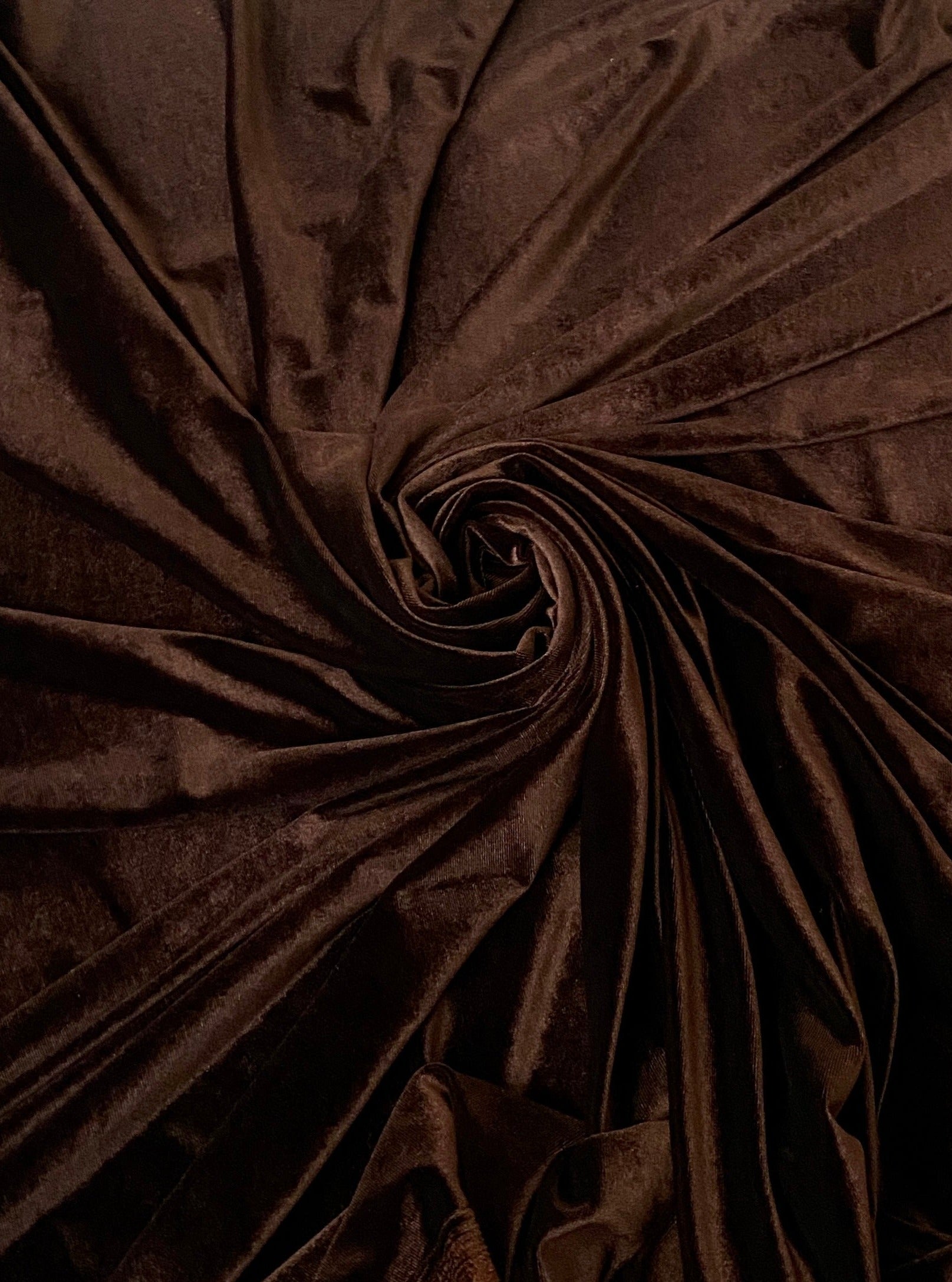 chocolate brown velvet fabric, 4 way stretch velvet fabric, solid velvet fabric, velvet fabric for clothing, fabric store, velvet cheap, stretch velvet on sale, brown velvet, dark brown velvet fabric