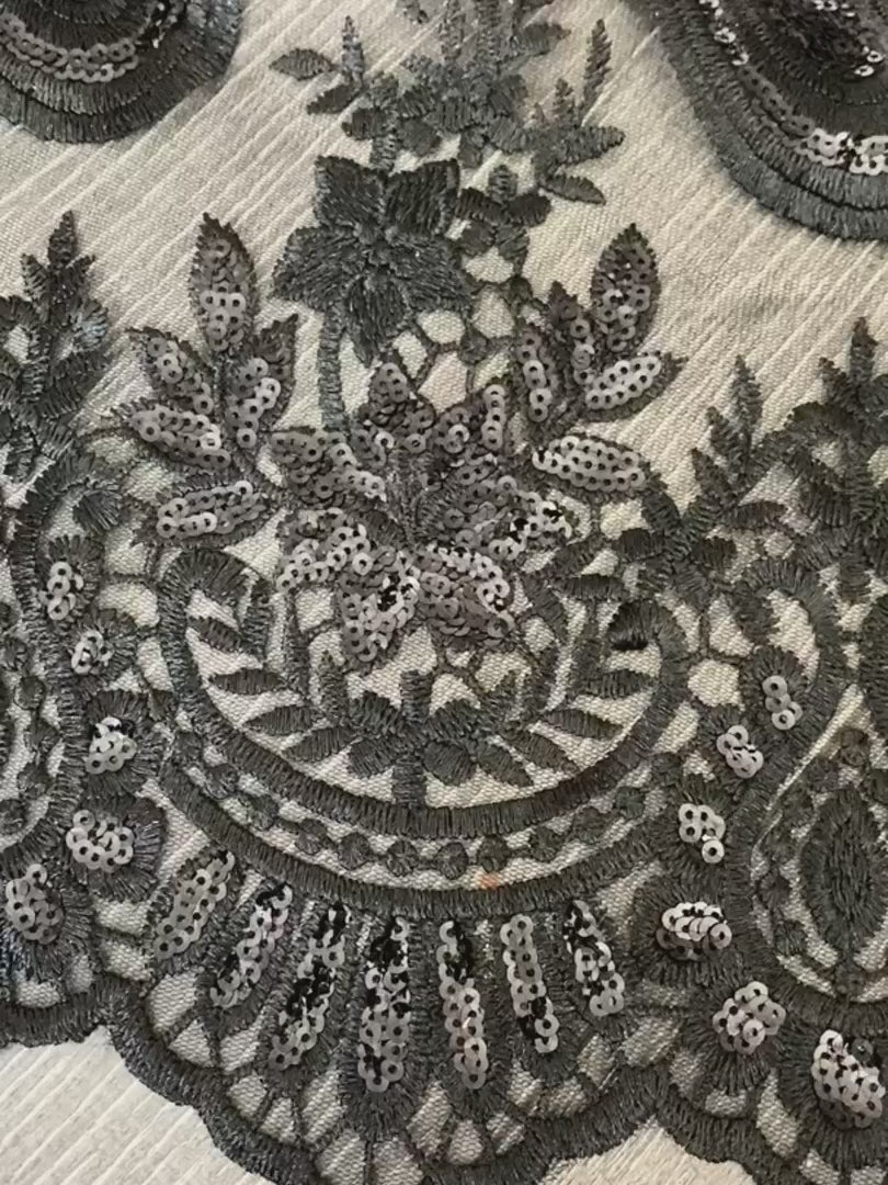 Black Embroidered Sequin Lace, dark black Embroidered Sequin Lace, Embroidered Sequin Lace for woman, Embroidered Sequin Lace for bride, Embroidered Sequin Lace on discount, Embroidered Sequin Lace on sale, Embroidered Sequin Lace online