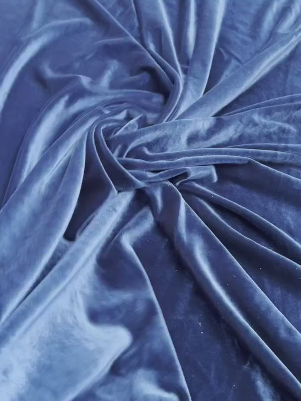 Teal Blue Stretch Velvet