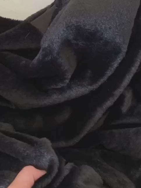 Black Short Pile Bunny Faux Fur, jet black Bunny Faux Fur, dark gray Bunny Faux Fur, Bunny Faux Fur for winter, Bunny Faux Fur for woman, Bunny Faux Fur for bridal gown, Bunny Faux Fur in low price, premium Bunny Faux Fur