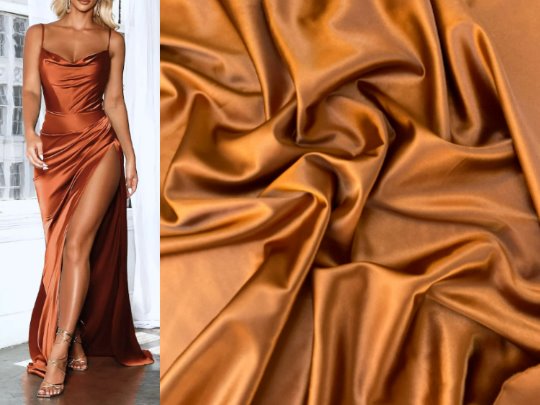 rust stretch silk, stretch silk charmeuse. bridal silk, burnt orange stretch silk. burnt orange bridal silk, bridal satin burnt orange