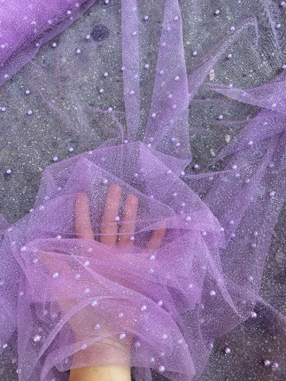 lavender glitter Pearl Tulle, light purple pearl Tulle, purple pearl tulle, lavender Pearl Tulle for party wear, lavender Pearl Tulle for dress, Pearl Tulle for woman, Pearl Tulle for bride, Pearl Tulle on discount, Pearl Tulle on sale, premium Pearl Tulle, buy Pearl Tulle online