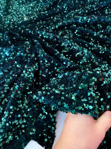 hunter green Sequin on Velvet, velvet cloth, green velvet, sequin stretch velvet, velvet for gown, stretch velvet, velvet fabric with sequin, solid velvet, dark green sequin fabric, sequin fabric for gown, 4 way stretch velvet