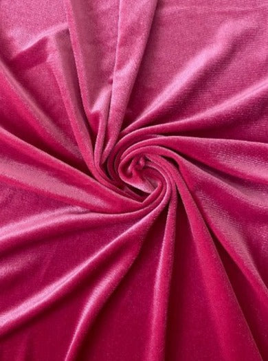 Hot pink stretch velvet, hot pink stretch velvet for gown, dark pink velvet for wedding, hot pink stretch pure velvet, stretch velvet for brides, stretch fancy velvet, pink color velvet for dress, stretch expensive velvet