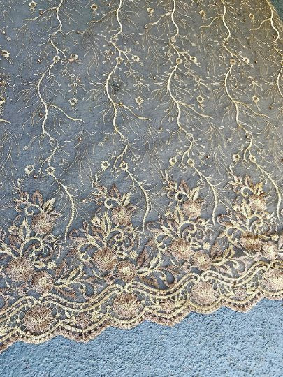 gold Embroidered Lace, multicolor Embroidered Lace, embroidered Lace, Embroidered Lace for woman, Embroidered Lace for bride, Embroidered Lace in low price, Embroidered Lace on sale, premium Embroidered Lace