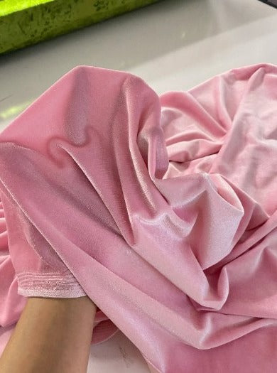 Princess Pink Stretch Velvet, Princess pink velvet fabric, 4 way stretch velvet fabric, solid velvet fabric, velvet fabric for clothing, fabric store, velvet cheap, stretch velvet on sale, pink velvet fabric