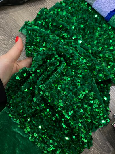 Emerald Green Sequin on Velvet