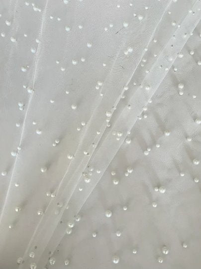 Bright White Pearl Tulle, white Pearl Tulle, off white Pearl Tulle, milky white Pearl Tulle, pearl white Pearl Tulle, Pearl Tulle for woman, Pearl Tulle for bride, Pearl Tulle on discount, Pearl Tulle on sale, premium Pearl Tulle, buy Pearl Tulle online