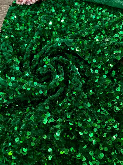 Emerald Green Sequin on Velvet