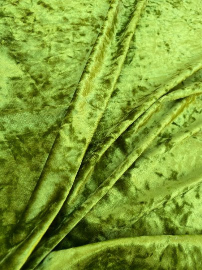 Olive  Crushed Velvet, velvet cloth, light green velvet, crushed velvet, velvet for gown, green crushed velvet, velvet fabric, solid velvet, light green crushed fabric, crushed velvet fabric for gown, 4 way crushed velvet