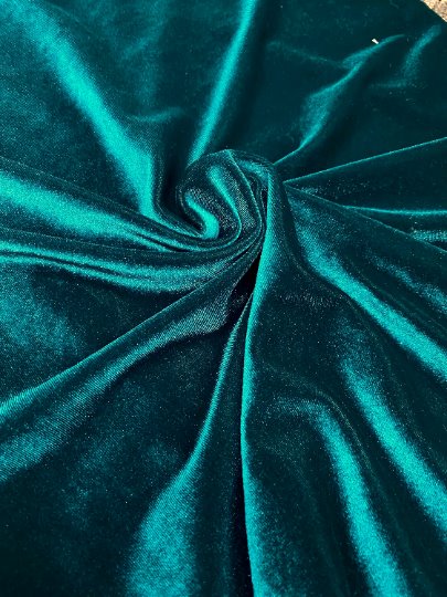 Teal green velvet fabric, 4 way stretch velvet fabric, solid velvet fabric, velvet fabric for clothing, fabric store, velvet cheap, stretch velvet on sale, teal green glitter stretch velvet, green velvet fabric