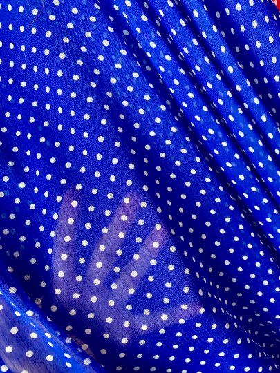 blue polka dot chiffon, royal blue polka dot chiffon, dark blue polka dot chiffon, light blue polka dot chiffon, aqua blue polka dot chiffon, polka dot chiffon for woman, polka dot chiffon for bride, polka dot chiffon for party wear, polka dot chiffon in low price, polka dot chiffon on discount, polka dot chiffon on sale