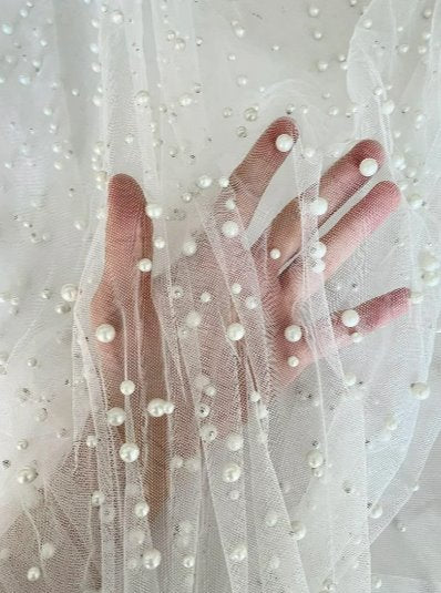 Bright White Pearl Tulle