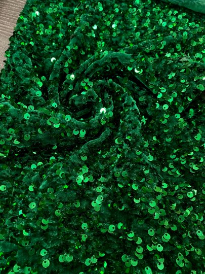 Emerald Green Sequin on Velvet