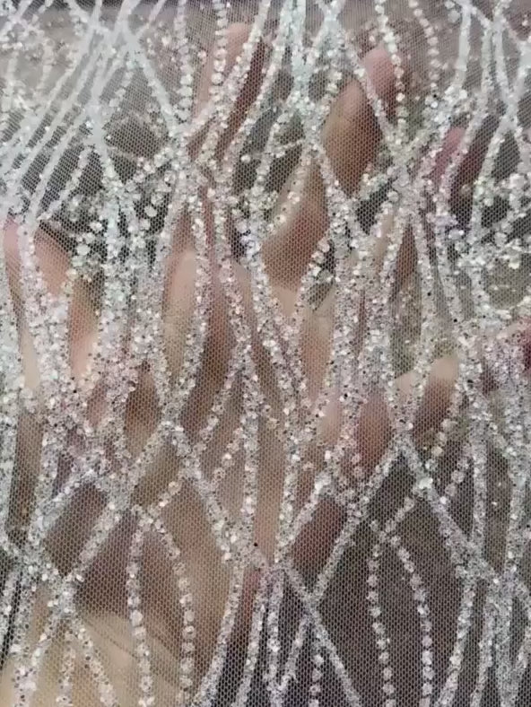 Silver Lace Glitter on Mesh, dark silver lace Glitter on Mesh, light silver Lace, light grey lace, lace for woman, lace for bride,  lace on discount, lace on sale, premium lace, kiki textile lace, lace for party wear dresses, lace on mesh