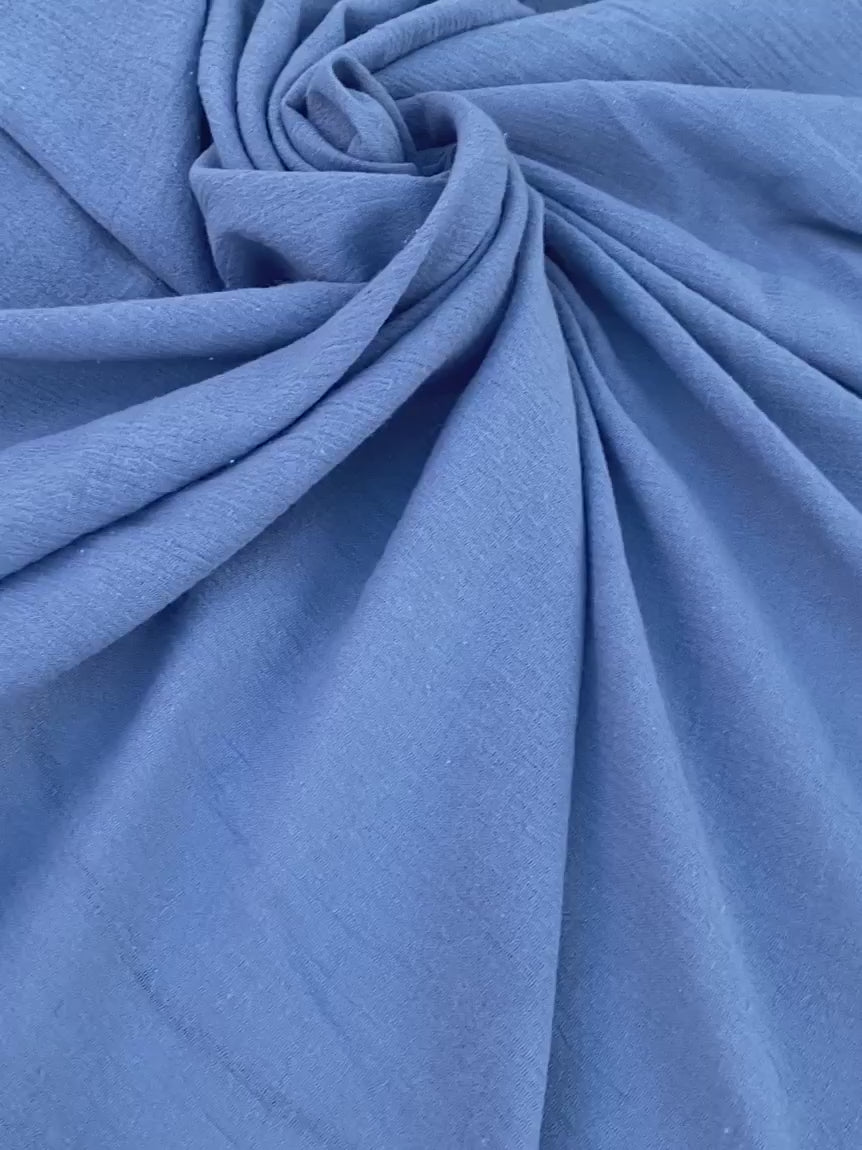 Denim Blue Muslin Crinkle Gauze Fabric, Dusty Blue Cotton Gauze Swaddle Fabric, Fabric for Babies, Swaddle, dresses, Blue Cheesecloth Fabric