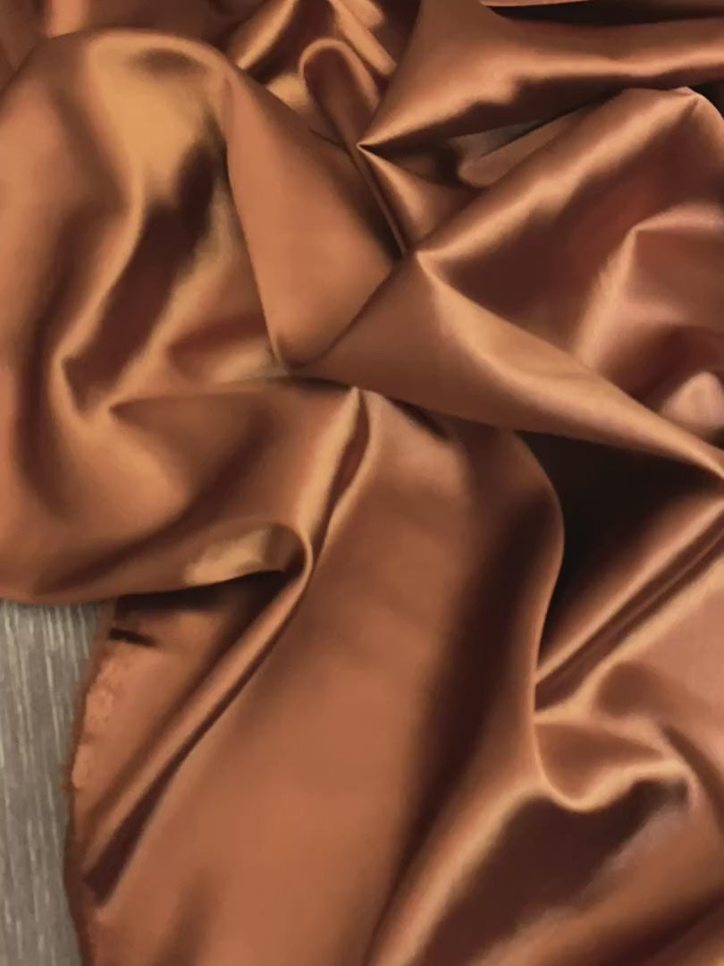 rust stretch silk, stretch silk charmeuse. bridal silk, burnt orange stretch silk. burnt orange bridal silk, bridal satin burnt orange