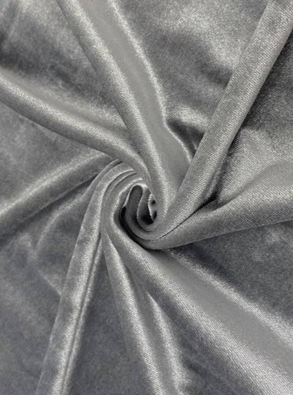 Silver stretch velvet, silver stretch velvet for gown, white velvet for wedding, grey stretch pure velvet, silver stretch velvet for brides, silver stretch fancy velvet, grey color velvet for dress, silver color stretch expensive velvet, silver red stretch fancy velvet, 4 way stretch velvet