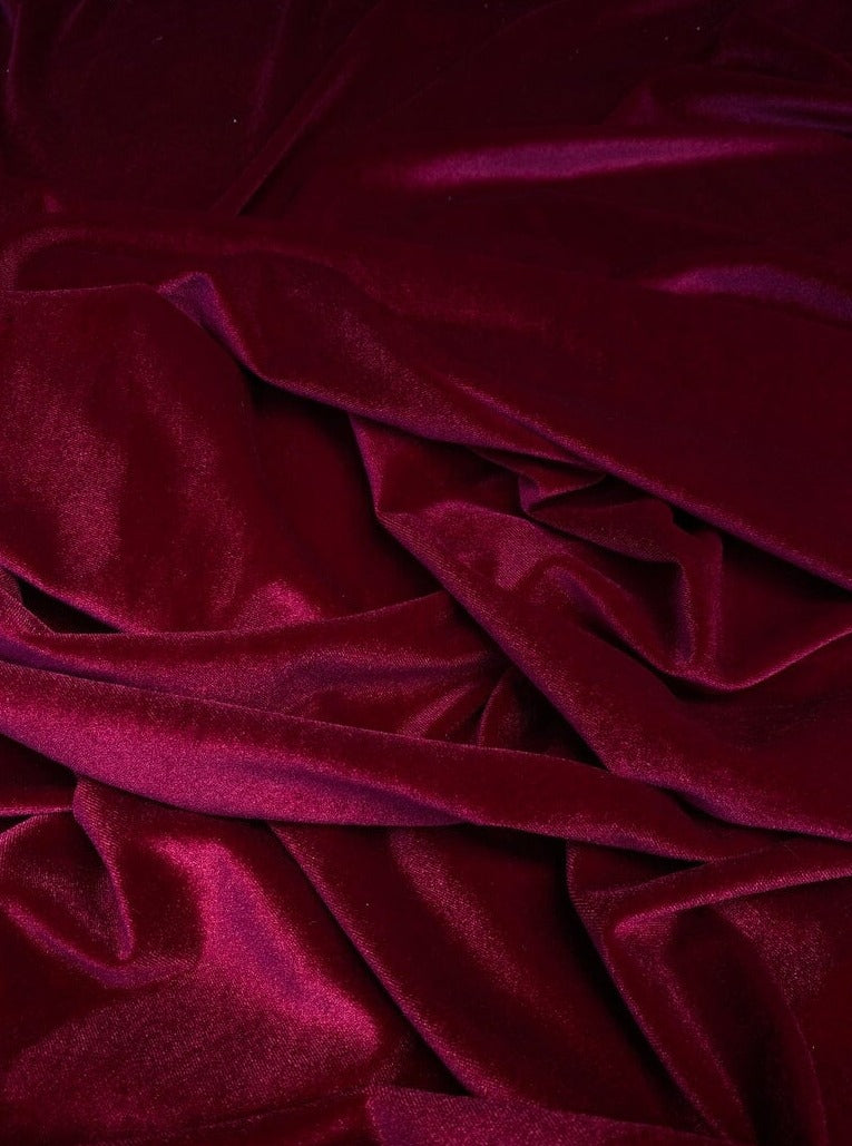 Burgundy stretch velvet, burgundy stretch velvet for gown, maroon velvet for wedding, red stretch pure velvet, stretch velvet for brides, stretch fancy velvet,  maroon color velvet for dress, stretch expensive velvet