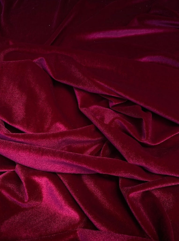 Burgundy stretch velvet, burgundy stretch velvet for gown, maroon velvet for wedding, red stretch pure velvet, stretch velvet for brides, stretch fancy velvet,  maroon color velvet for dress, stretch expensive velvet