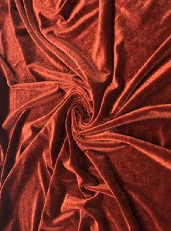rust stretch velvet, rusty red stretch velvet for gown, rust gold velvet for wedding, red stretch pure velvet, wine red stretch velvet for brides, maroon stretch fancy velvet, rust color velvet for dress, red color stretch expensive velvet, rusty red stretch fancy velvet, 4 way stretch velvet