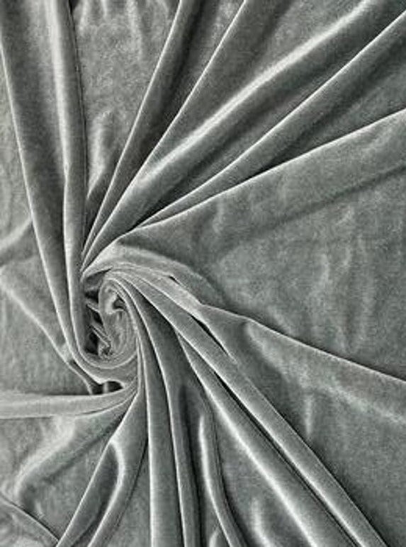 Silver stretch velvet, silver stretch velvet for gown, white velvet for wedding, grey stretch pure velvet, silver stretch velvet for brides, silver stretch fancy velvet, grey color velvet for dress, silver color stretch expensive velvet, silver red stretch fancy velvet, 4 way stretch velvet