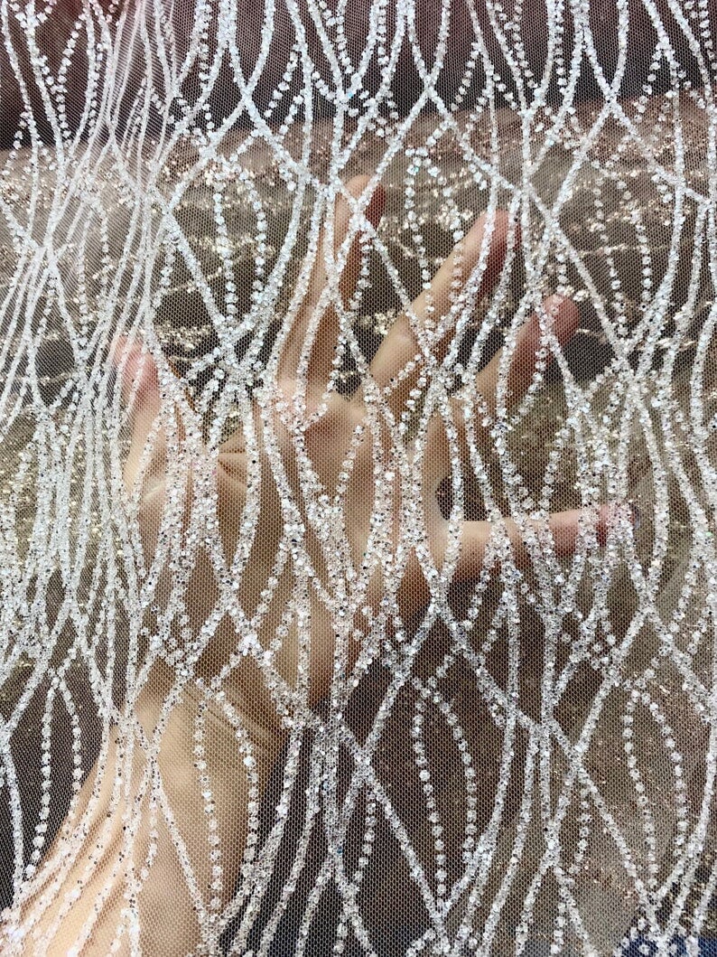 Silver Lace Glitter on Mesh, dark silver lace Glitter on Mesh, light silver Lace, light grey lace, lace for woman, lace for bride,  lace on discount, lace on sale, premium lace, kiki textile lace, lace for party wear dresses, lace on mesh