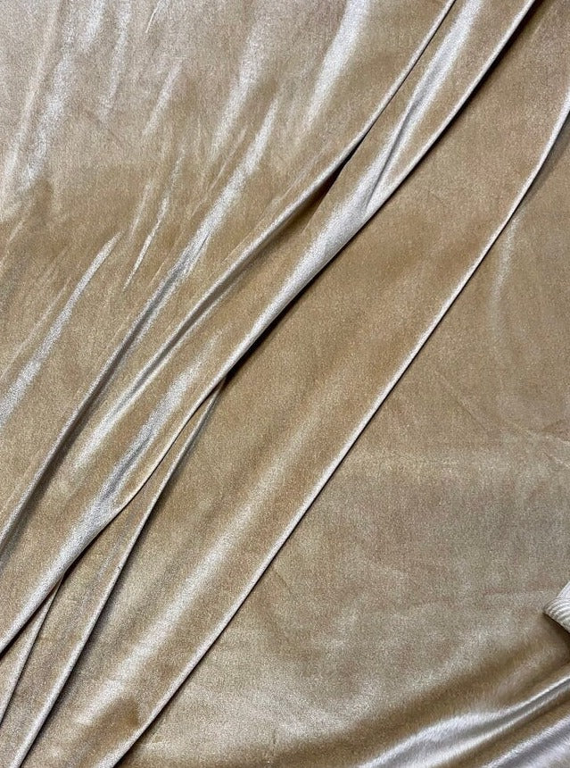 Light gold stretch velvet, light gold stretch velvet for gown, beige velvet for wedding, gold stretch pure velvet, stretch velvet for brides, stretch fancy velvet,  beige color velvet for dress, stretch expensive velvet