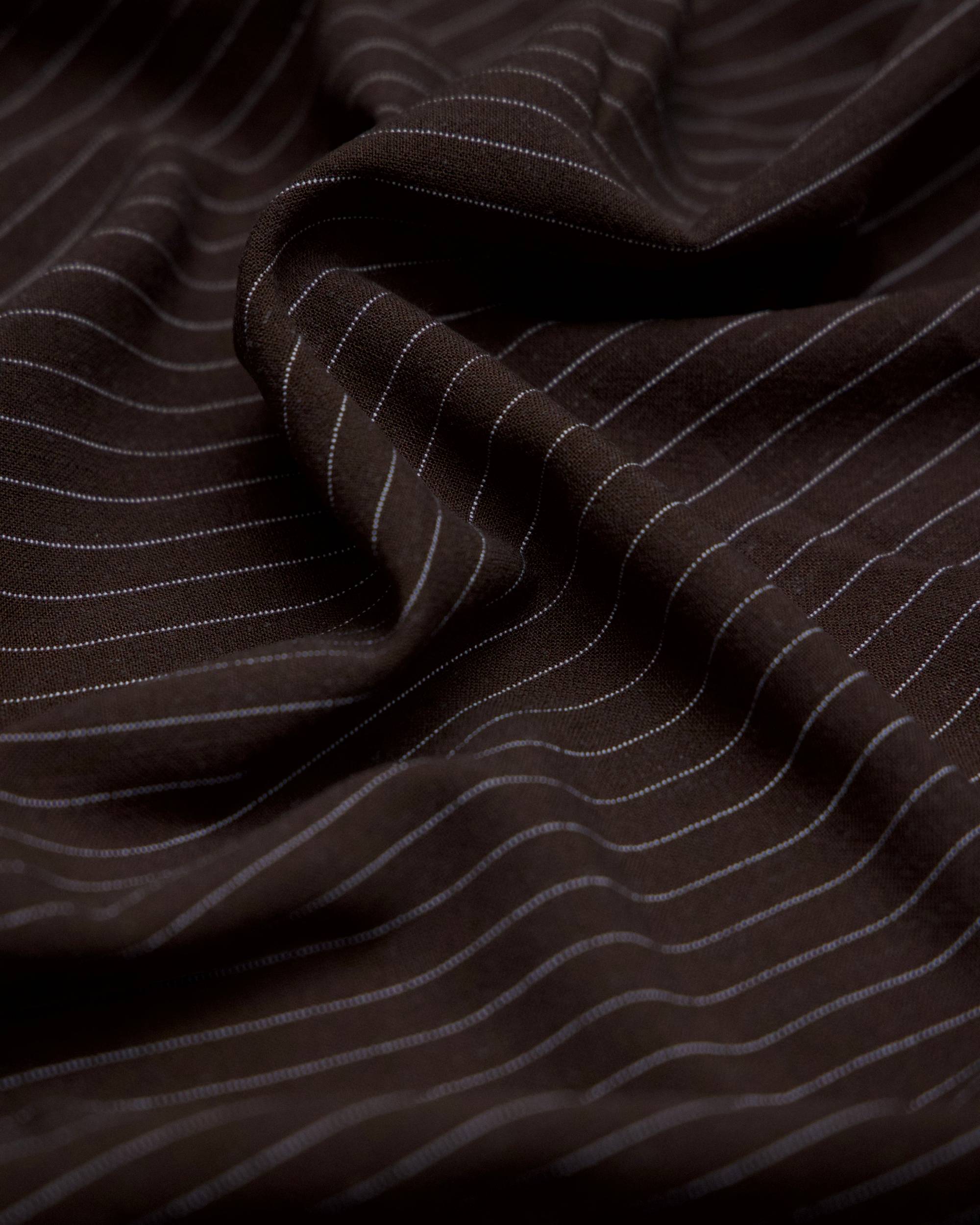 Chocolate Brown Resort Pinstripe Linen Blend, Kiki Sewing Store, Kiki Luxury Fabric, Cheap Fabric Store, Kiki Textiles, Kiki Textile by the Yard, Kiki Textile USA