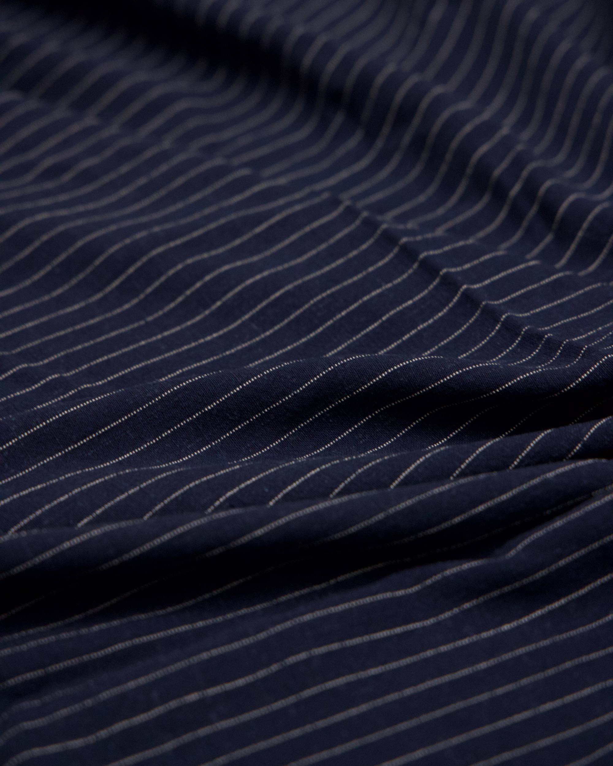 Navy Resort Pinstripe Linen Blend, Pinstripe Fabric, Resort Wear Fabric, Linen Rayon Blend, Striped Linen Fabric, Tailored Fabric, Lightweight Suiting Fabric, Breathable Linen Fabric