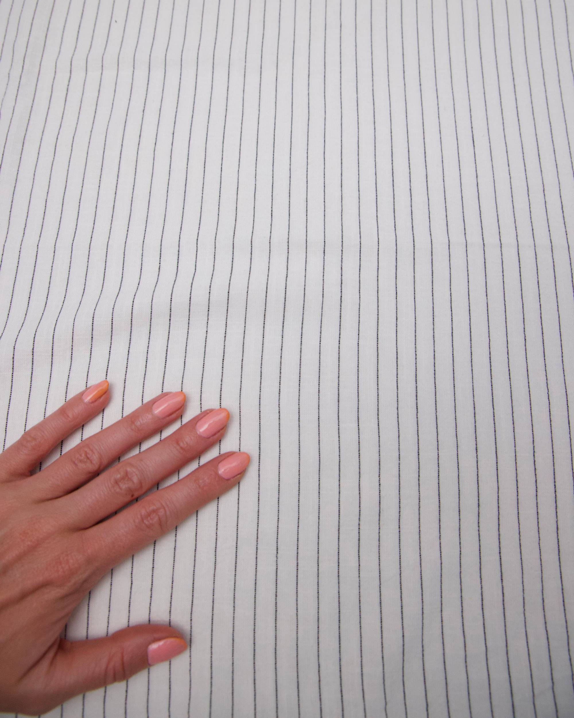 White Resort Pinstripe Linen Blend, Kiki Sewing Store, Kiki Luxury Fabric, Cheap Fabric Store, Kiki Textiles, Kiki Textile by the Yard, Kiki Textile USA