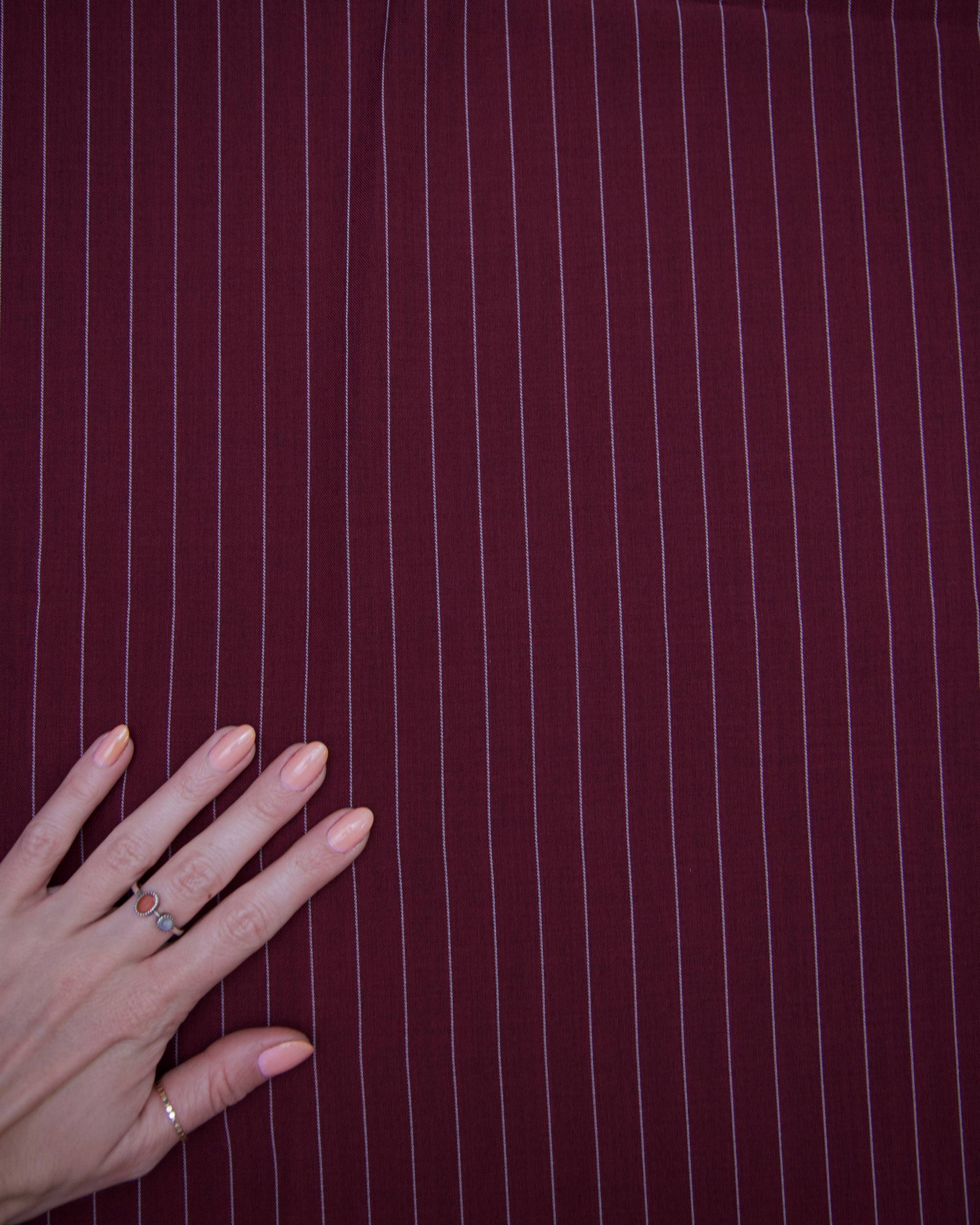 Burgundy Tailored Pin Stripe Suiting, Kiki Sewing Store, Kiki Luxury Fabric, Cheap Fabric Store, Kiki Textiles, Kiki Textile by the Yard, Kiki Textile USA
