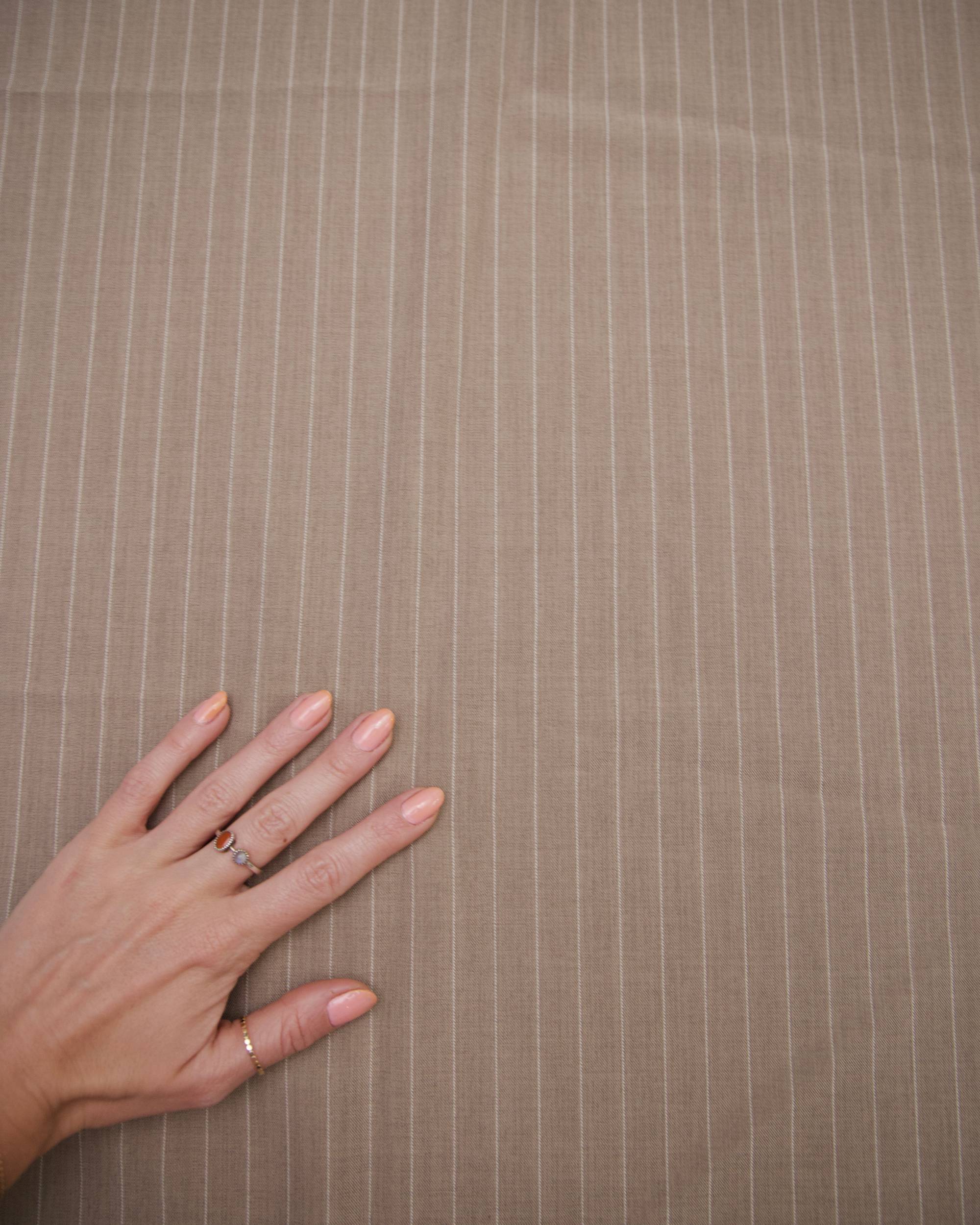 Tan Tailored Pin Stripe Suiting, Kiki Sewing Store, Kiki Luxury Fabric, Cheap Fabric Store, Kiki Textiles, Kiki Textile by the Yard, Kiki Textile USA