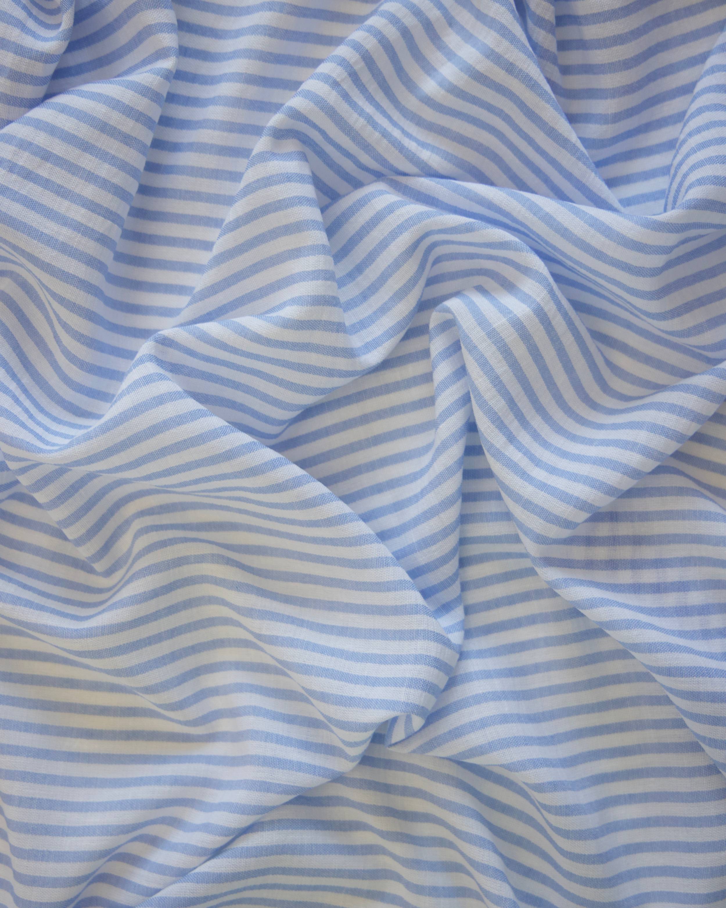 Blue Coastal Linen Look Stripe Fabric, Coastal Stripe Fabric, Linen Blend Fabric, Summer Stripe Fabric, Lightweight Linen Fabric, Beach House Fabric, Farmhouse Stripe Fabric