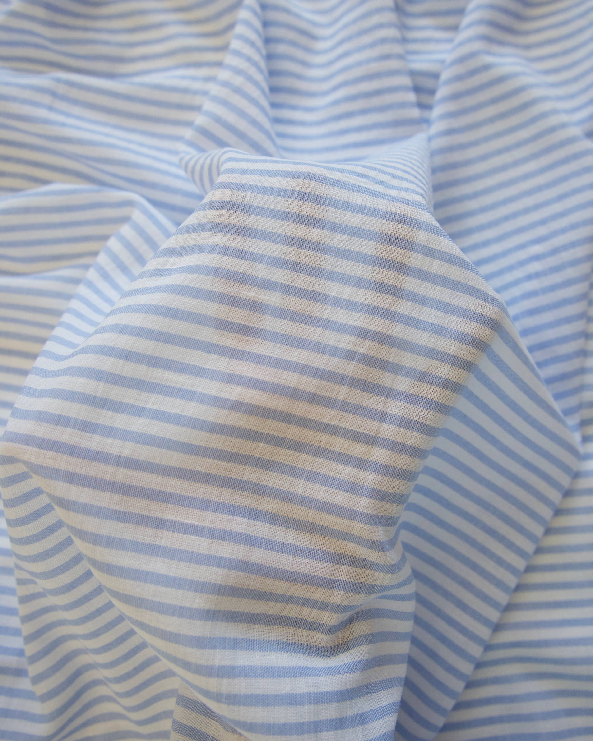 Blue Coastal Linen Look Stripe Fabric, Kiki Sewing Store, Kiki Luxury Fabric, Cheap Fabric Store, Kiki Textiles, Kiki Textile by the Yard, Kiki Textile USA