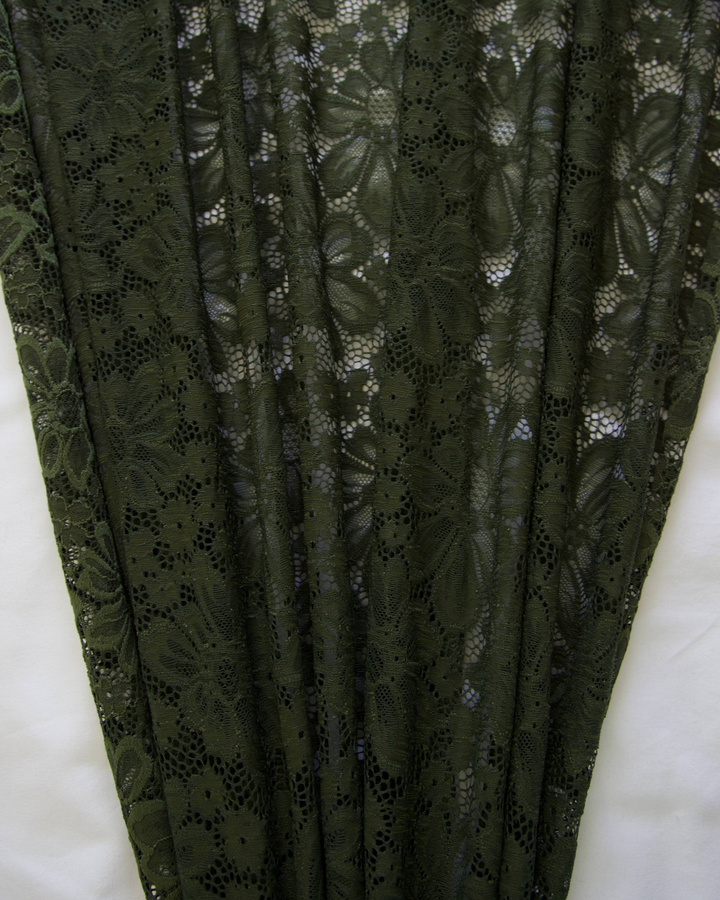 Olive Green Floral Chantilly Stretch Lace Mesh, Floral Lace Fabric, Floral Lace Mesh, Chantilly Lace Fabric, Sheer Lace Fabric, Stretch Lace Fabric, Lace Mesh Fabric