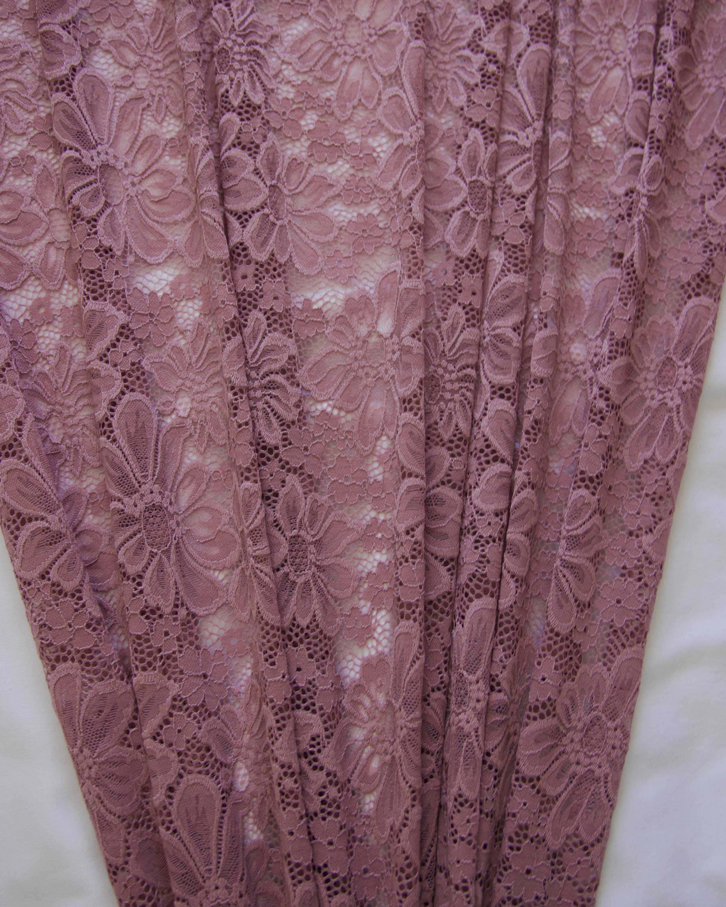 Mauve Floral Chantilly Stretch Lace Mesh, Floral Lace Fabric, Floral Lace Mesh, Chantilly Lace Fabric, Sheer Lace Fabric, Stretch Lace Fabric, Lace Mesh Fabric