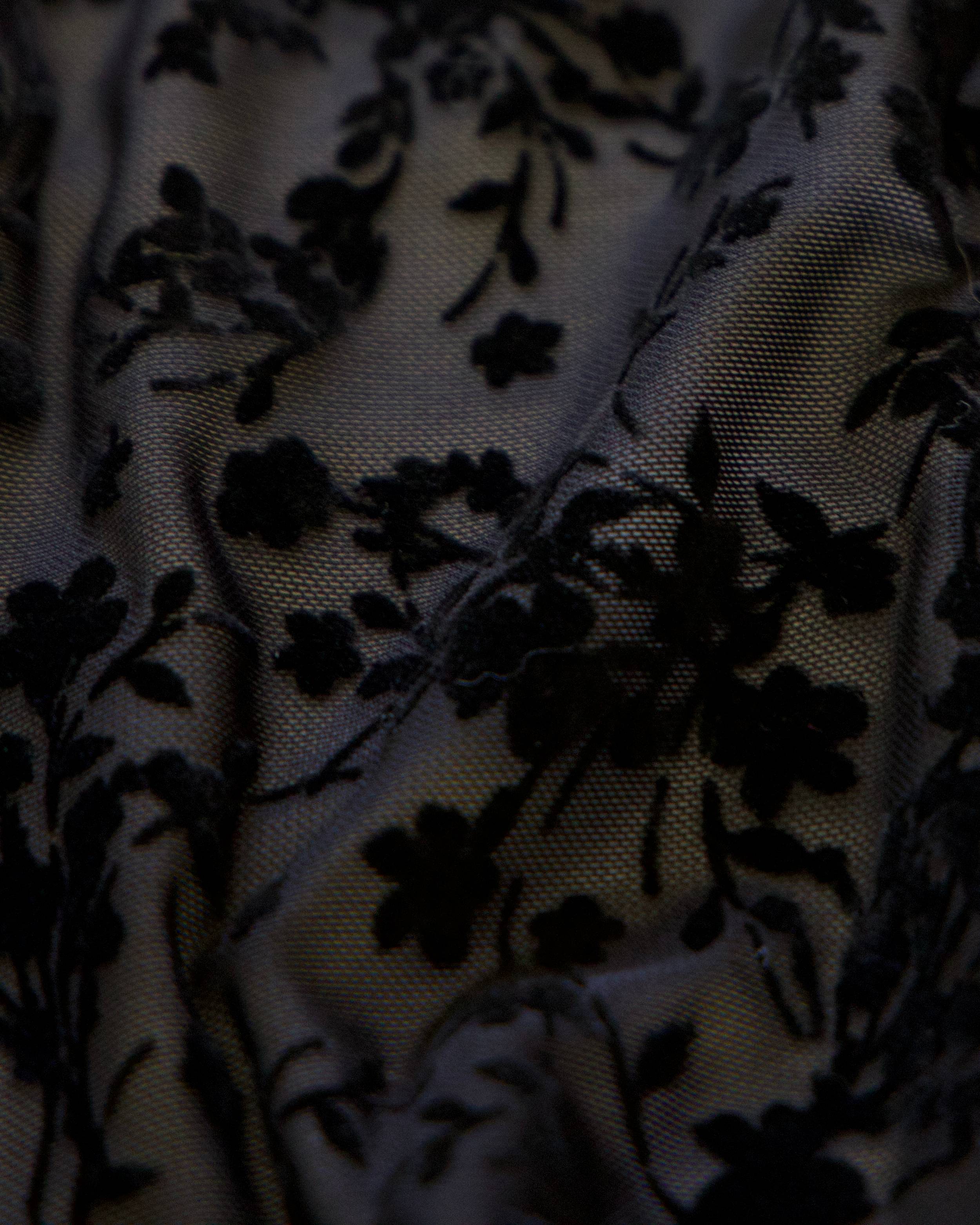 Black Velvet Flowers On Black Mesh, Floral Mesh Fabric, Velvet Flower Fabric, Black Mesh Fabric, Embroidered Mesh Fabric, Sheer Floral Fabric, Velvet Embroidery Fabric