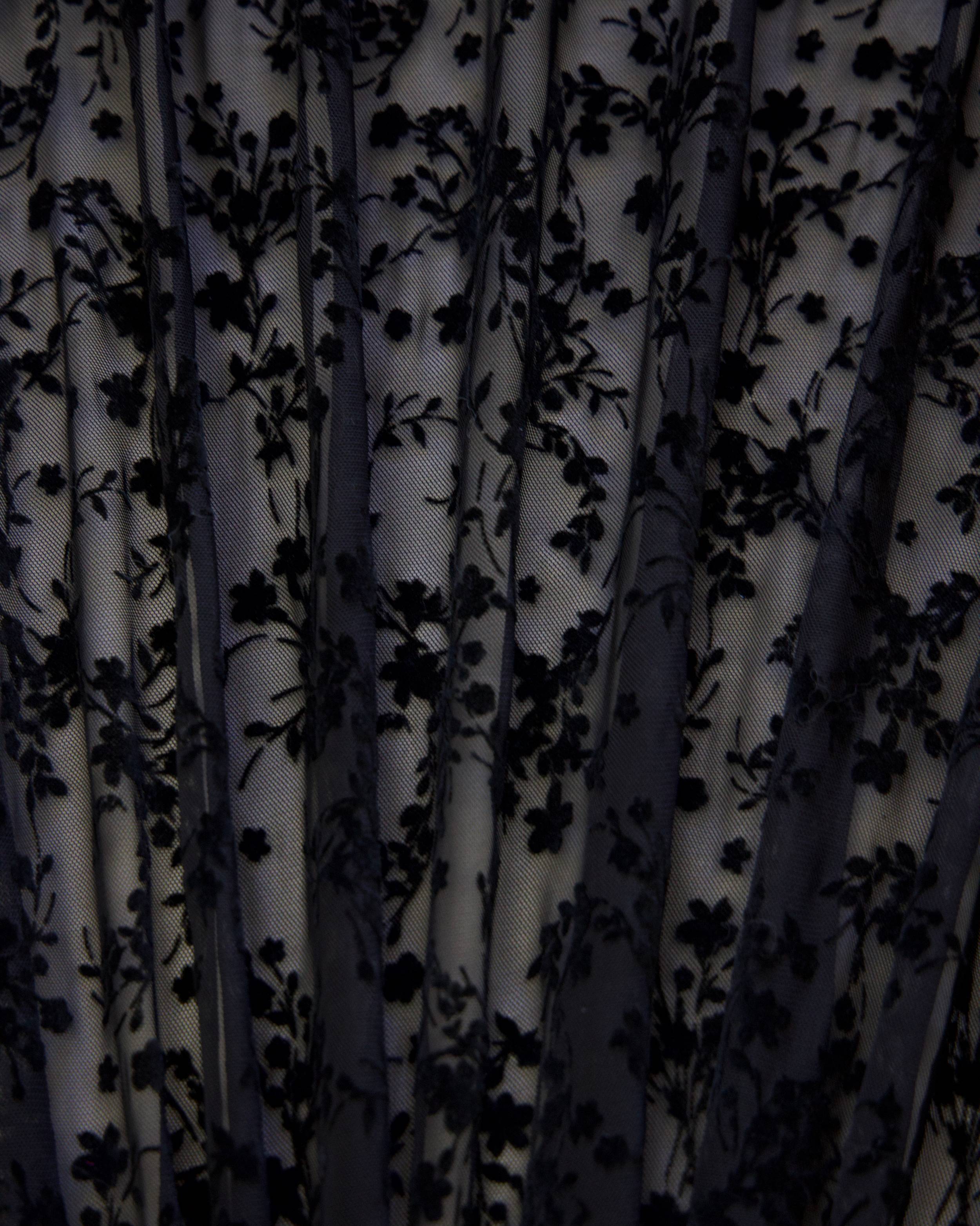 Black Velvet Flowers On Black Mesh, Kiki Sewing Store, Kiki Luxury Fabric, Cheap Fabric Store, Kiki Textiles, Kiki Textile by the Yard, Kiki Textile USA
