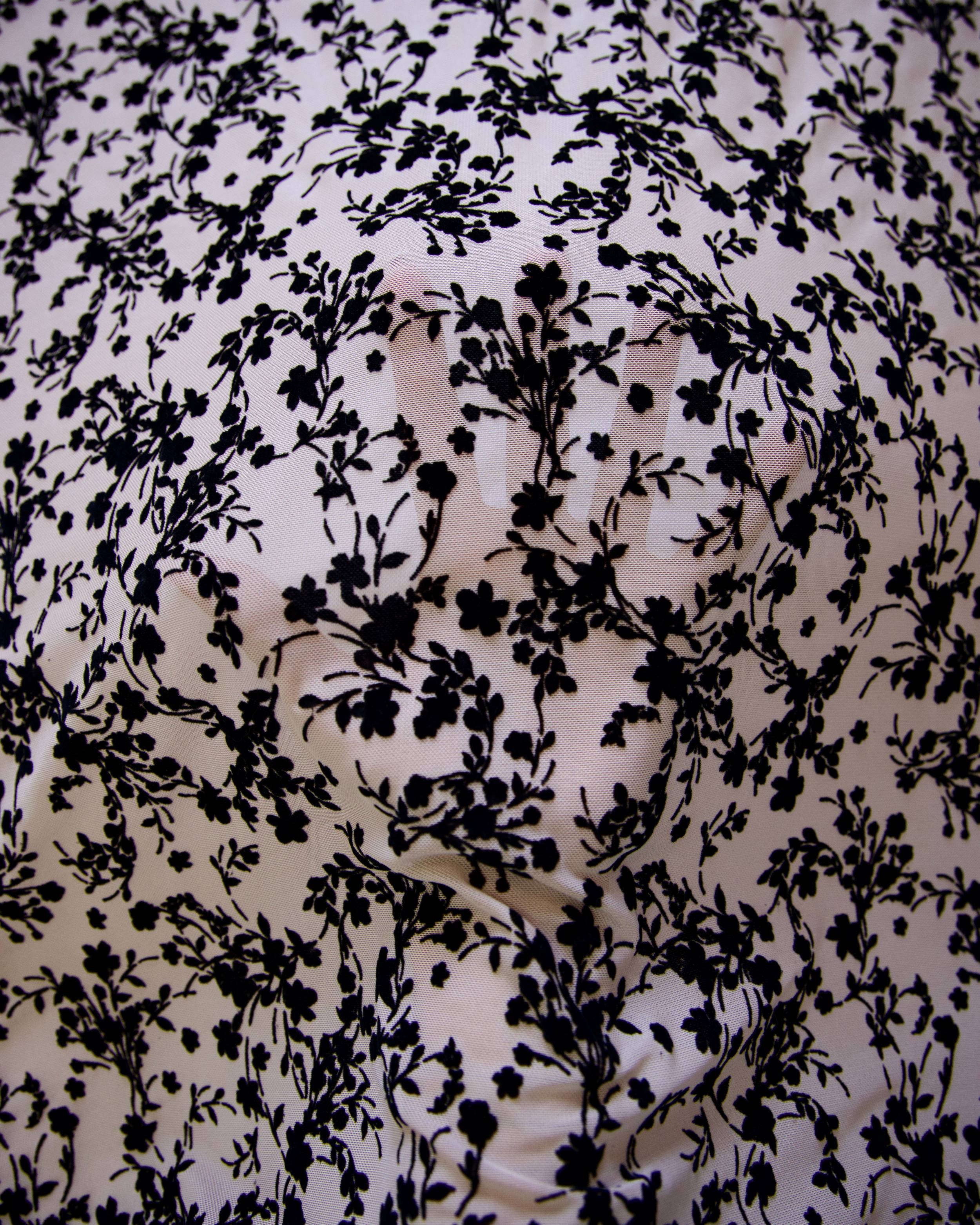Black Velvet Flowers on Nude Mesh, Kiki Sewing Store, Kiki Luxury Fabric, Cheap Fabric Store, Kiki Textiles, Kiki Textile by the Yard, Kiki Textile USA
